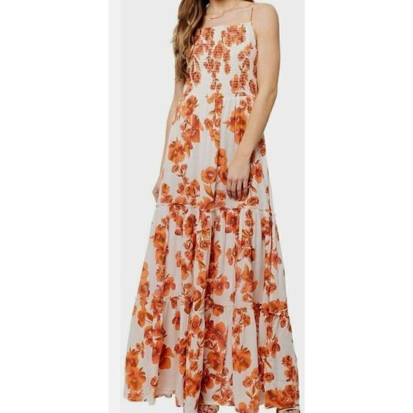 Free People Womens Garden Party Green Floral Print Maxi Dress size M - Picture 8 of 8